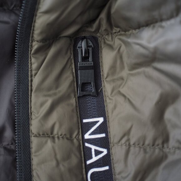 Nautica Lightweight Duck Down Feather Puffer Jacket Men's Large Olive Green - Picture 9 of 11